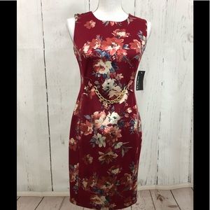 En Focus Dark Red Metallic Design Dress